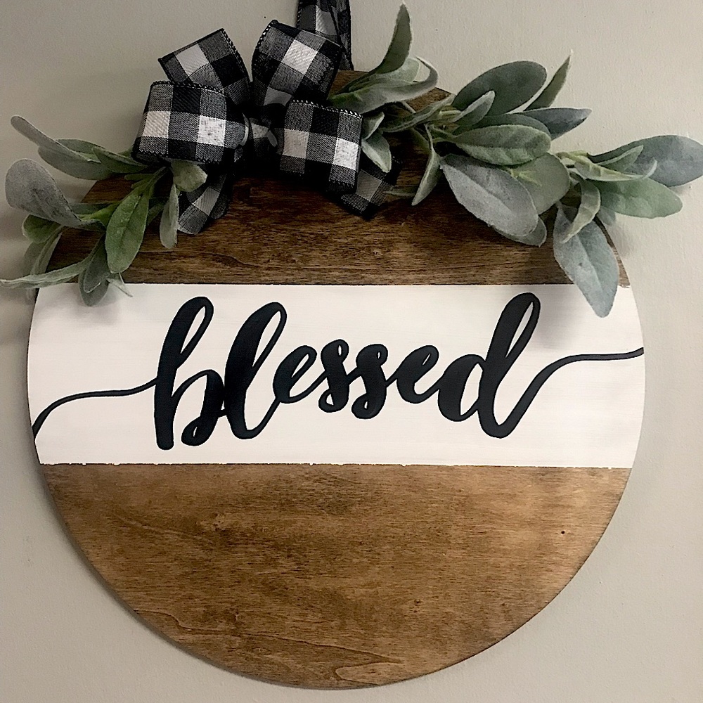 Handmade Blessed Round Wall/Door decor 14” NEW
